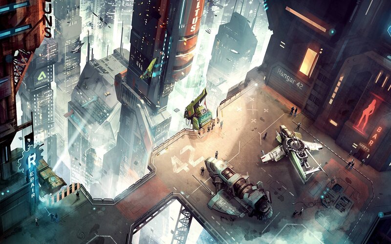 Futuristic Spaceport — Gray