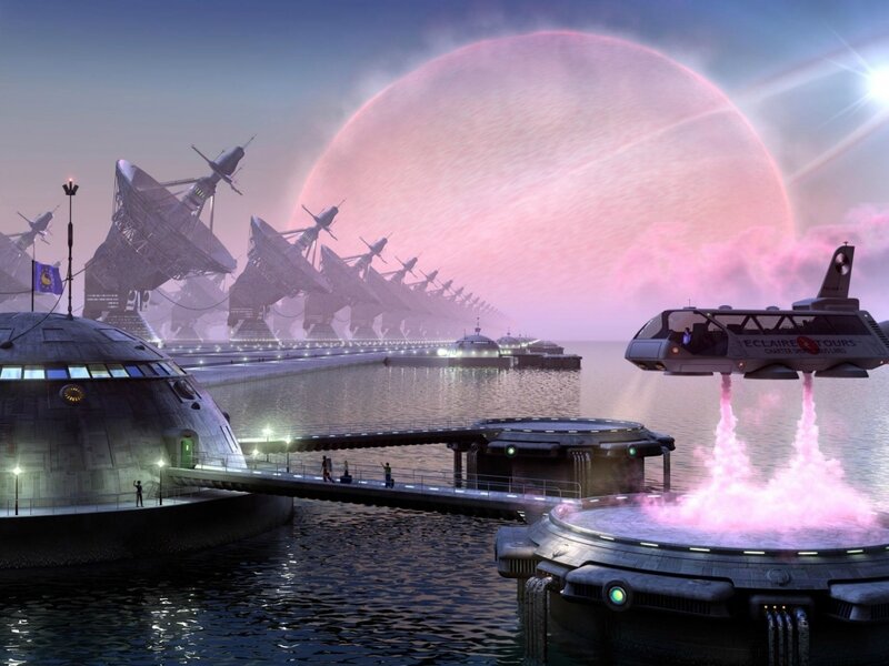 Futuristic Spaceport — Pink, Dramatic