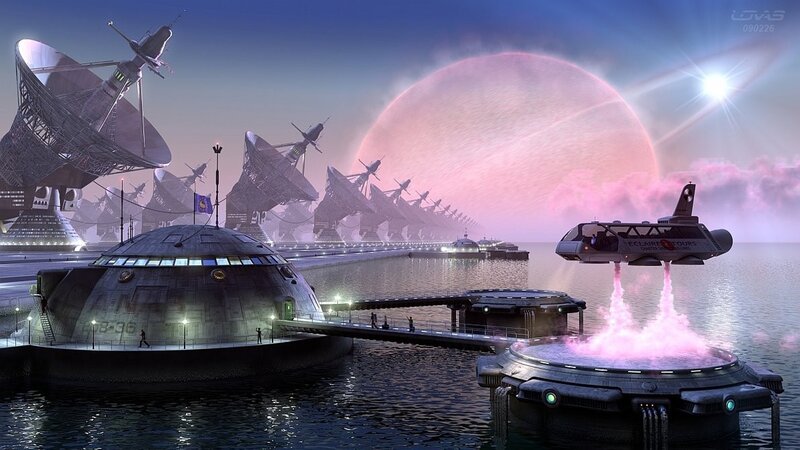 Futuristic Spaceport — Purple, Dramatic
