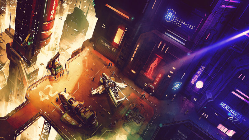 Futuristic Spaceport — Purple