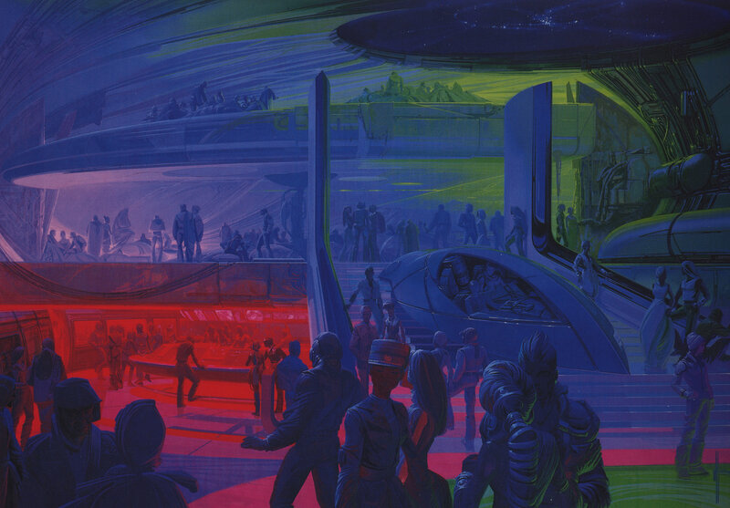 Futuristic Spaceport Scene — Blue