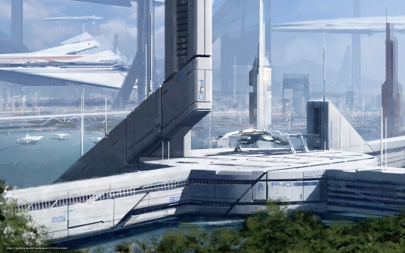 Futuristic Spaceport — White
