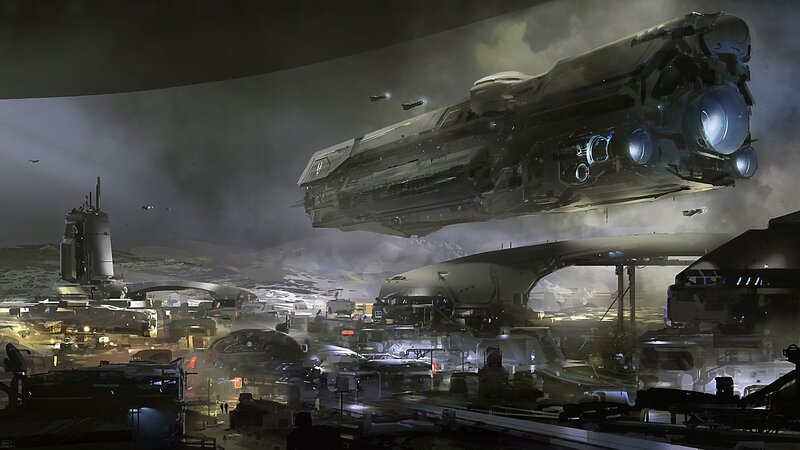 Futuristic Spaceship Base
