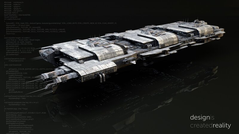 Futuristic Spaceship — Black, Dark, 3d Render