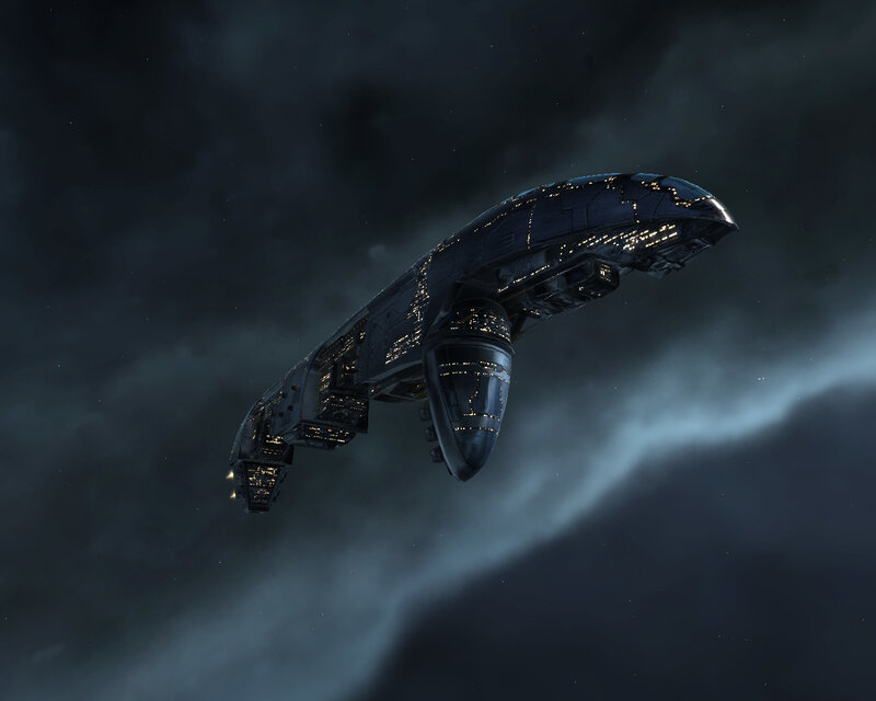 Futuristic Spaceship — Black, Dark, Dramatic