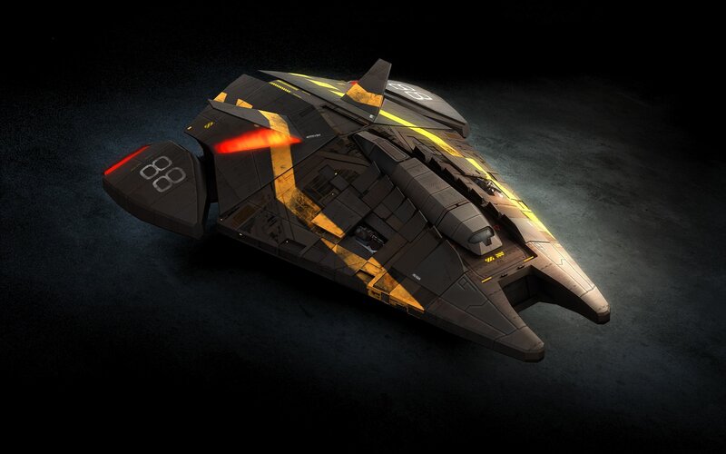 Futuristic Spaceship — Black, Dark, Night