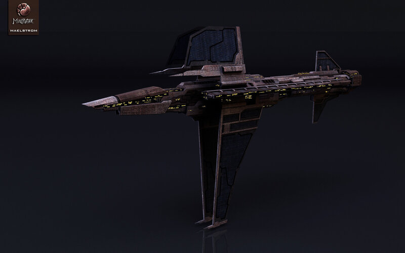 Futuristic Spaceship — Black, Dramatic, 3d Render, Ship