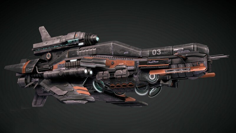 Futuristic Spaceship — Black, Dramatic, 3d Render