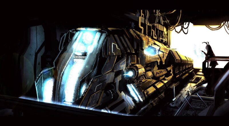 Futuristic Spaceship — Black, Dramatic, Digital Art, Person