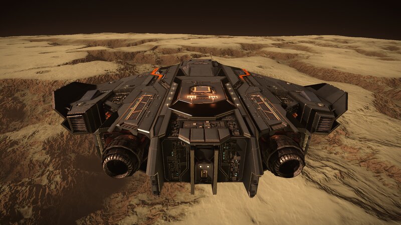 Futuristic Spaceship — Black, Dramatic, Night, 3d Render, Desert Planet