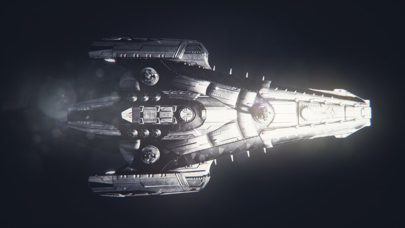 Futuristic Spaceship — Black, Dramatic, Night, 3d Render, Spacecraft