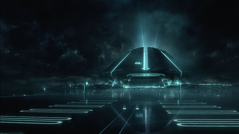 Futuristic Spaceship — Black, Dramatic, Night, Digital Art, Runway