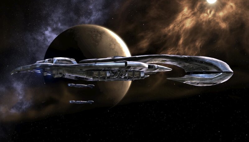 Futuristic Spaceship — Black, Dramatic