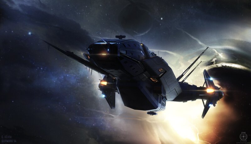 Futuristic Spaceship — Blue, Dramatic, Digital Art, Space