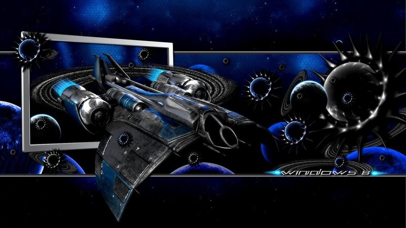 Futuristic Spaceship — Blue, Dramatic, Night, Digital Art, Planets