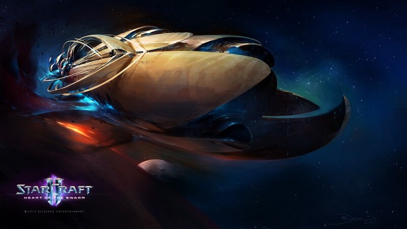 Futuristic Spaceship — Blue, Dramatic, Night, Digital Art, Space