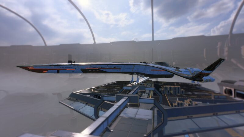 Futuristic Spaceship — Blue, Serene