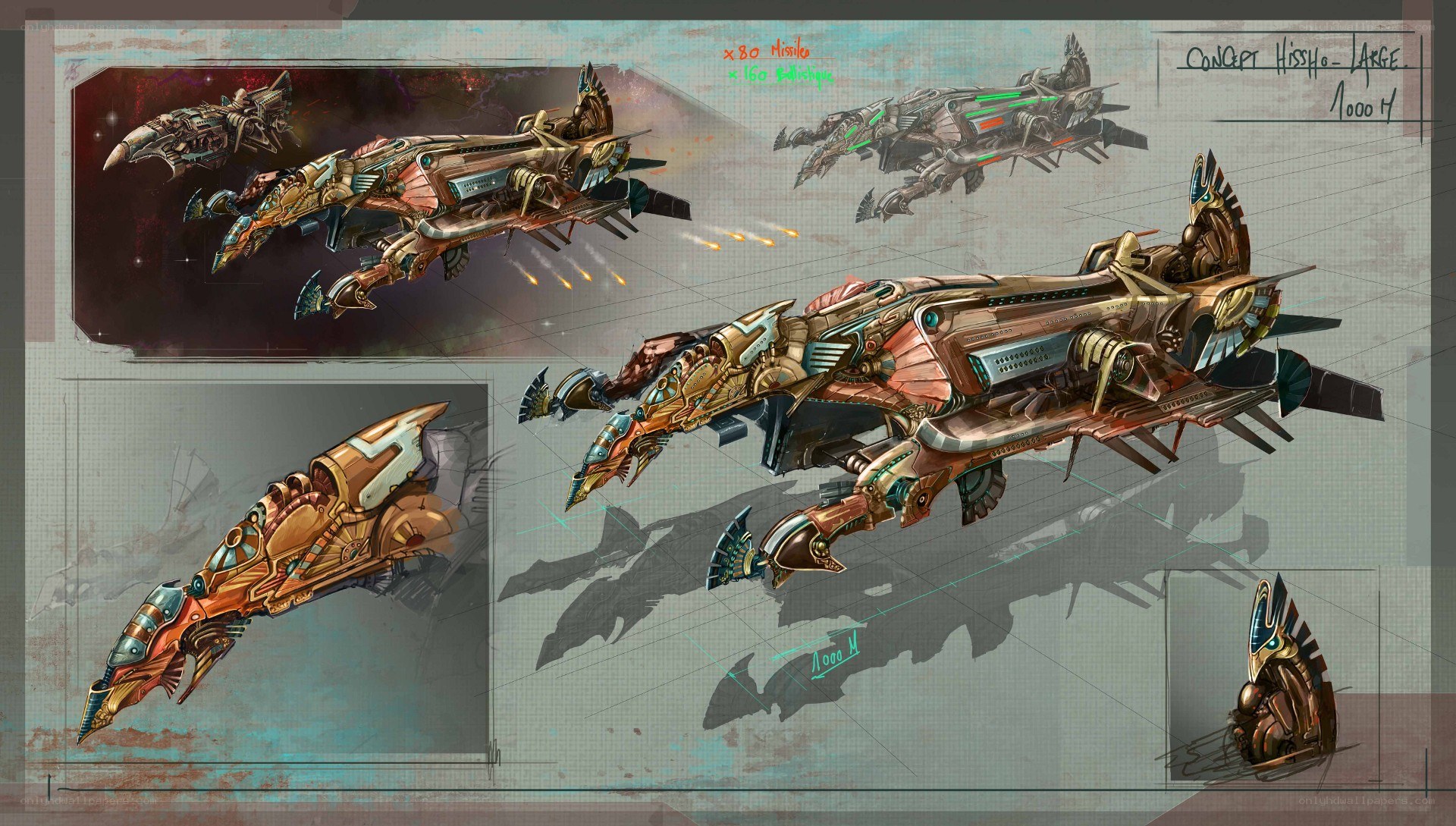 Futuristic spaceship concept art