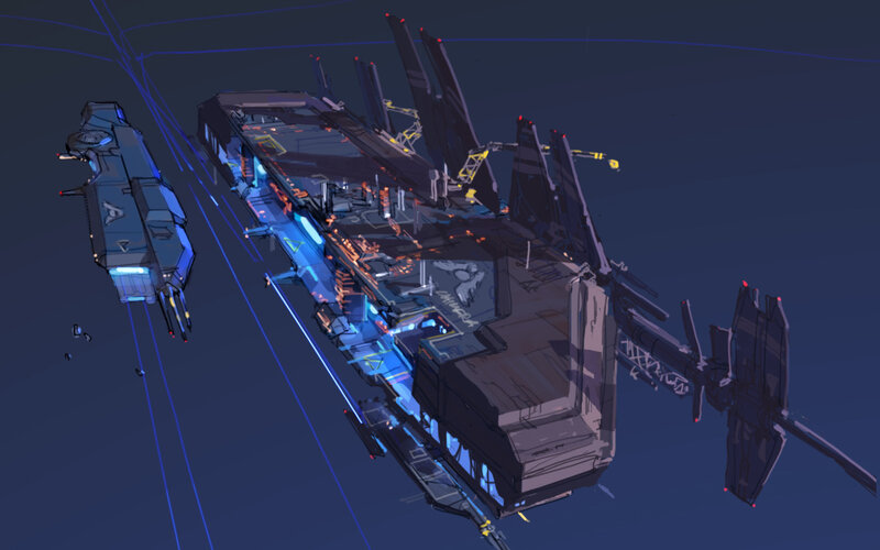 Futuristic spaceship concept art