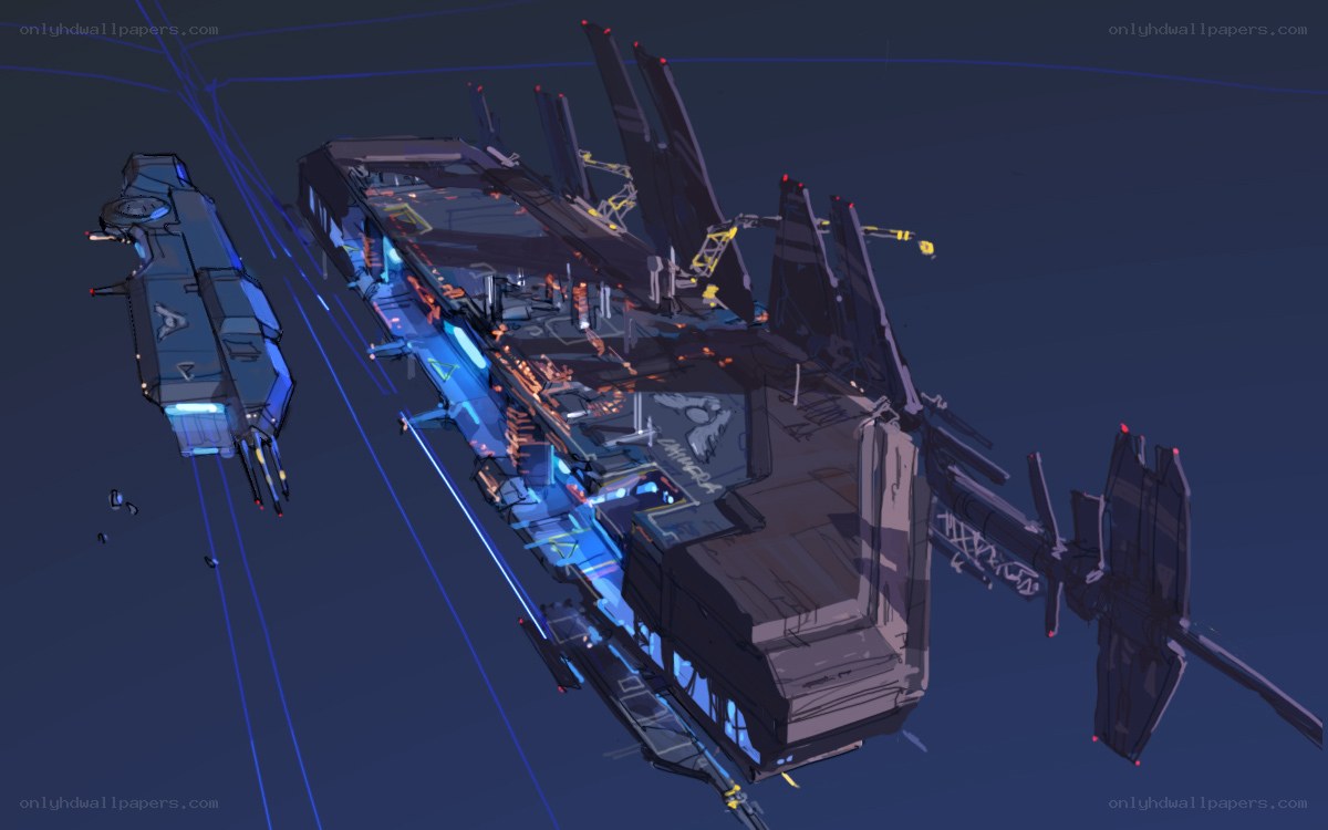 Futuristic spaceship concept art