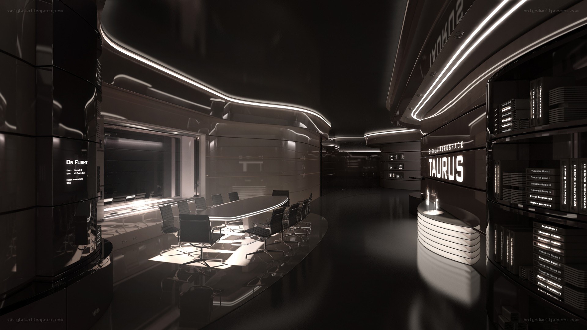 futuristic spaceship control room
