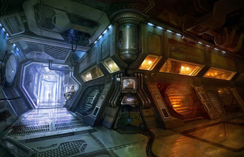 futuristic spaceship corridor