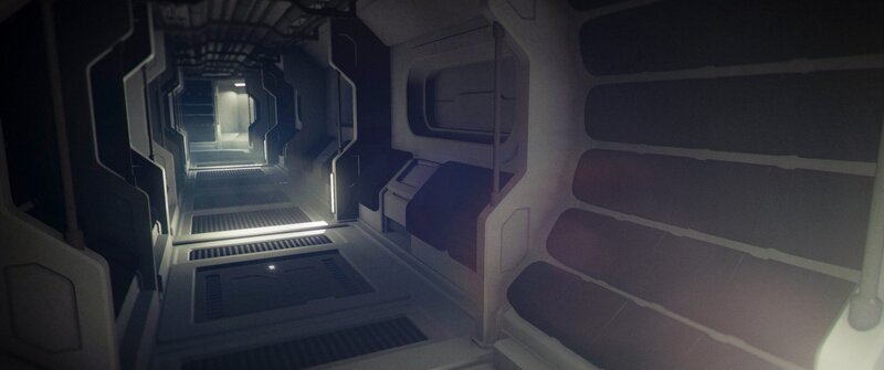 Futuristic Spaceship Corridor — Gray, Dark