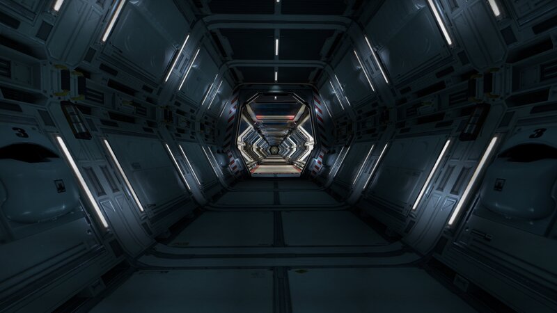 Futuristic Spaceship Corridor — Gray