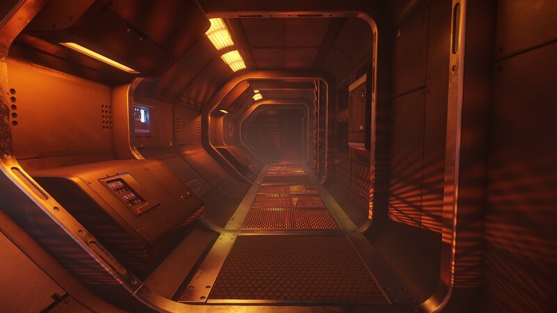 Futuristic Spaceship Corridor — Orange