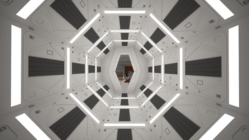 Futuristic Spaceship Corridor — White