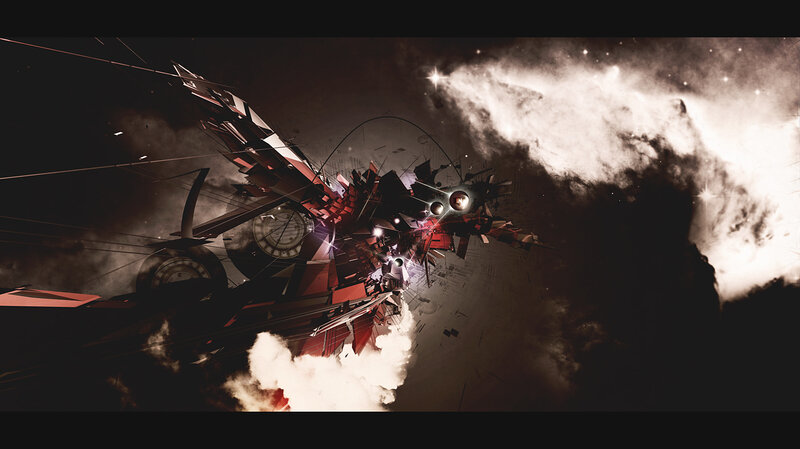 Futuristic spaceship explosion