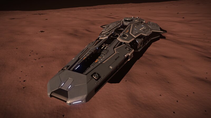 Futuristic Spaceship — Gray, Dramatic, 3d Render, Desert Planet, Dust