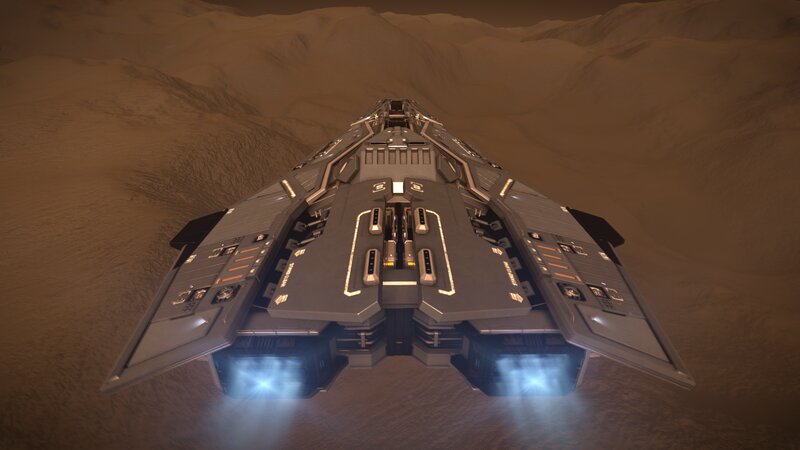Futuristic Spaceship — Gray, Dramatic, 3d Render, Desert Planet