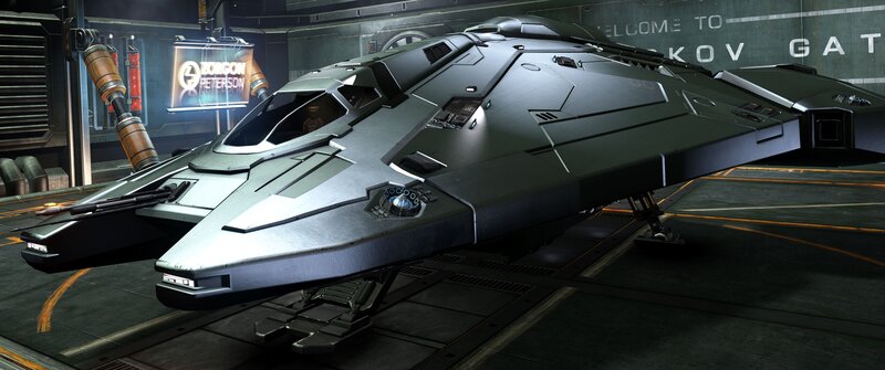 Futuristic Spaceship — Gray, Dramatic, 3d Render, Hangar