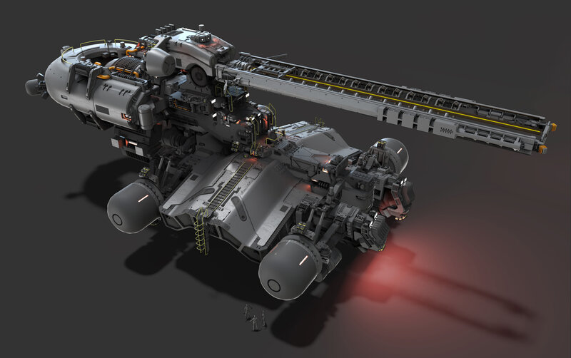 Futuristic Spaceship — Gray, Dramatic, 3d Render, Weapon