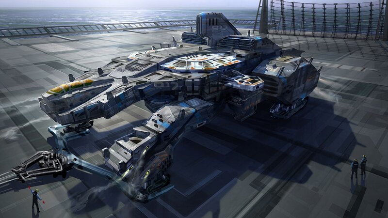 Futuristic Spaceship — Gray, Dramatic, Afternoon, 3d Render