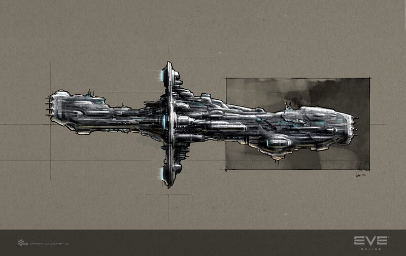 Futuristic Spaceship — Gray, Dramatic, Digital Art, Concept Art, Blue Lights