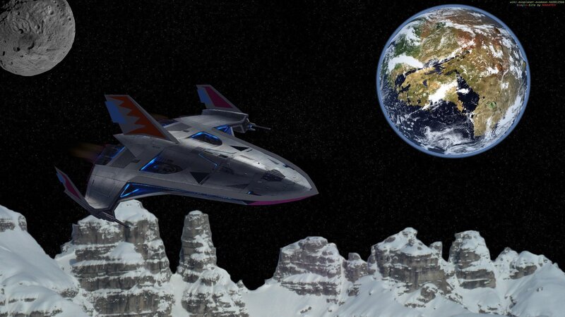 Futuristic Spaceship — Gray, Dramatic, Digital Art, Earth