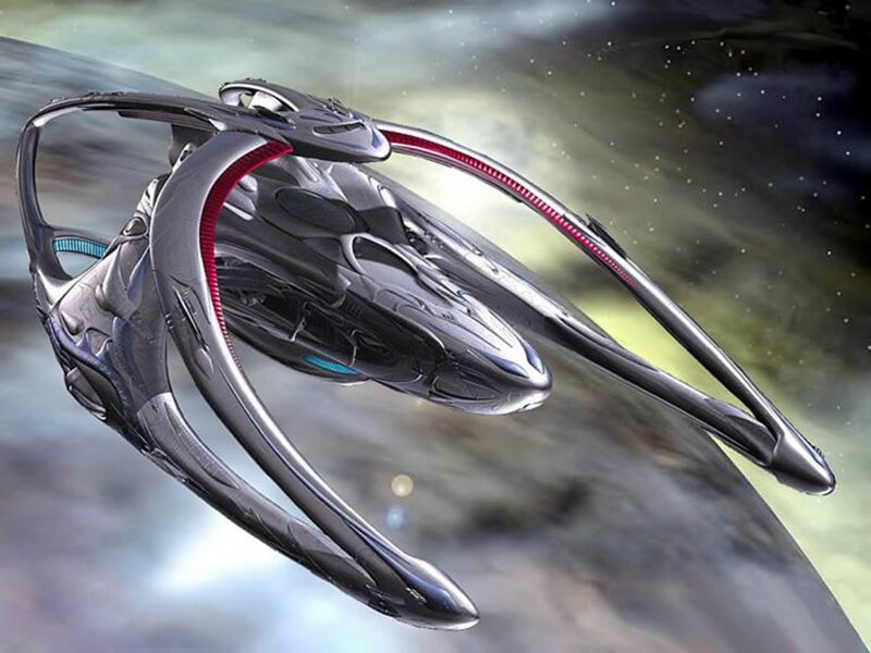 Futuristic Spaceship — Gray, Dramatic, Digital Art