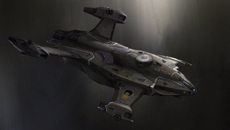 Futuristic Spaceship — Gray, Dramatic, Digital Art, Xenop