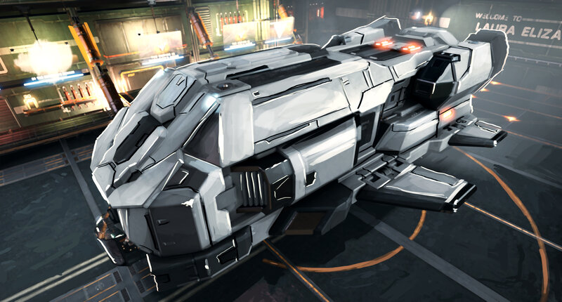 Futuristic Spaceship — Gray, Dramatic, Night, Digital Art, Spacecraft, Hangar