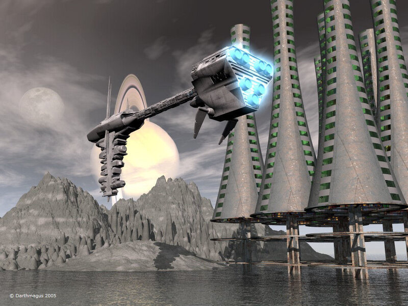 Futuristic Spaceship — Gray, Dramatic
