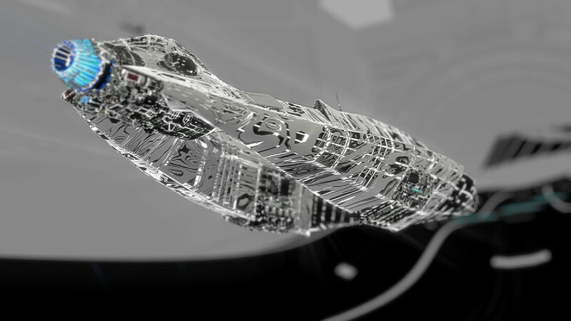 Futuristic Spaceship — Gray, Technological, 3d Render, Ship
