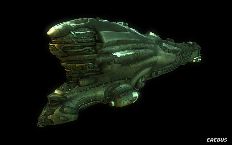 Futuristic Spaceship — Green, Dramatic, 3d Render