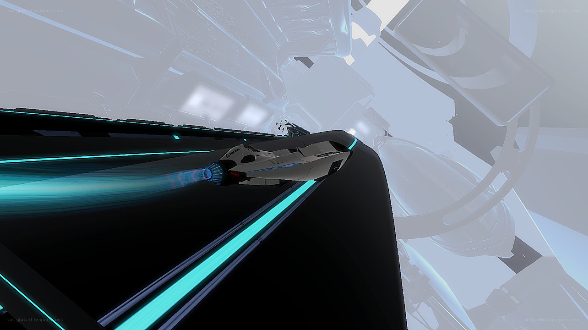 futuristic spaceship in a tunnel