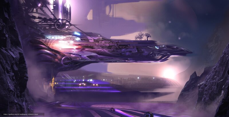 futuristic spaceship in canyon