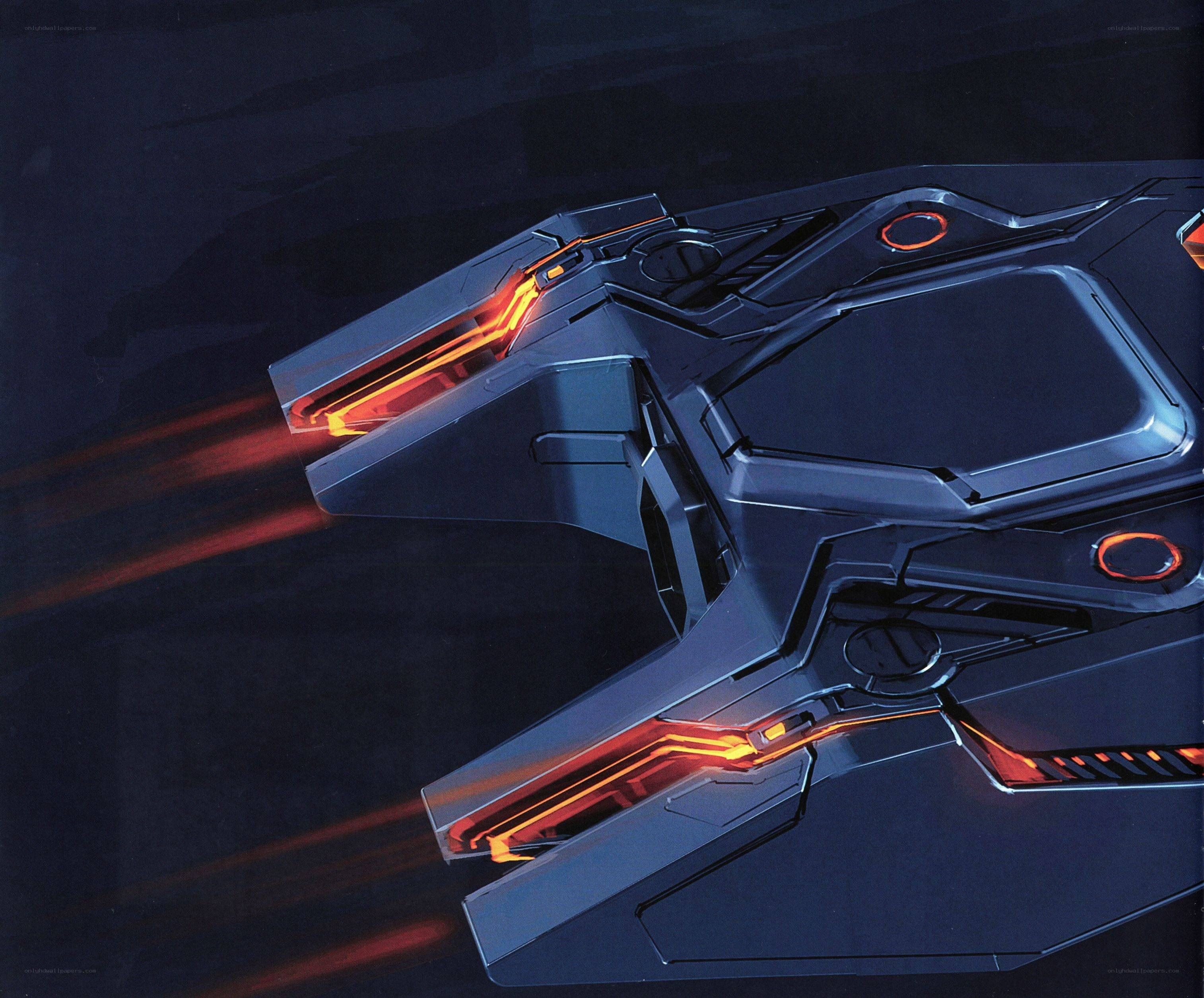 futuristic spaceship in flight