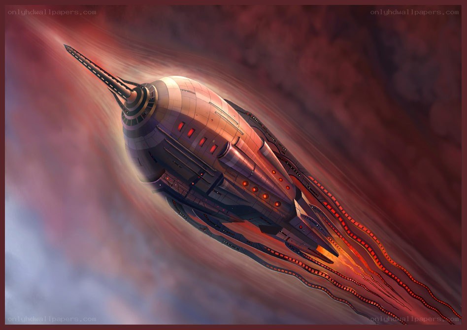 futuristic spaceship in motion