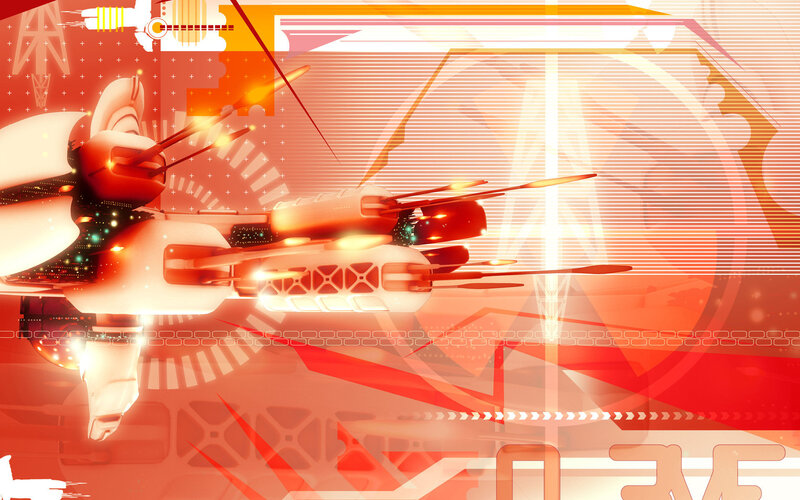 futuristic spaceship in red light