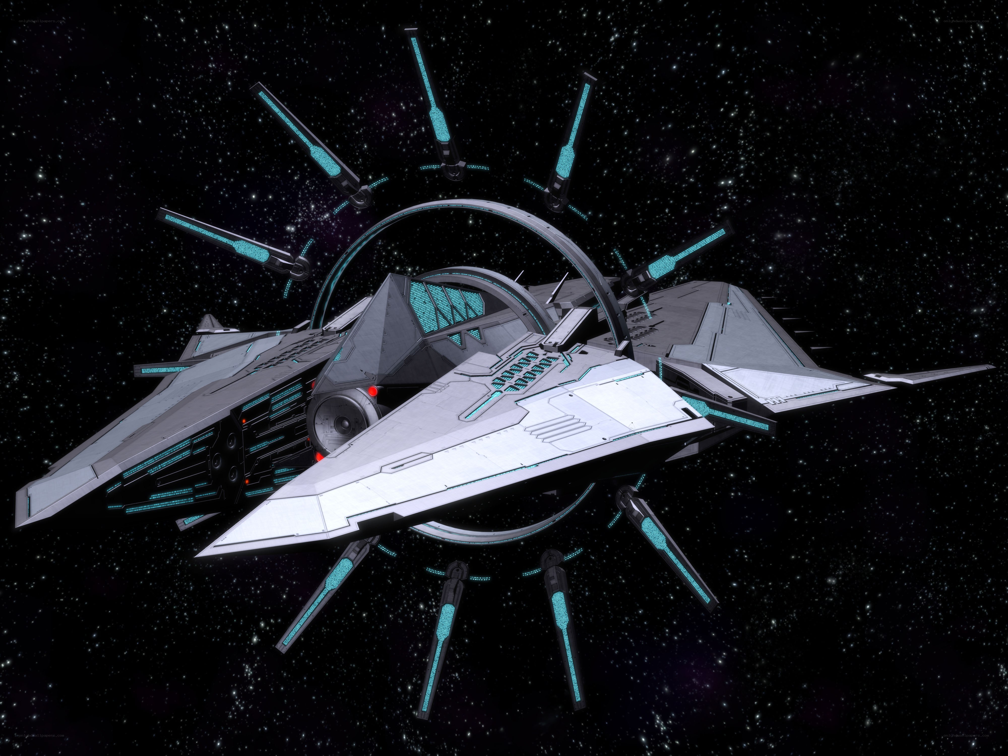 futuristic spaceship in space